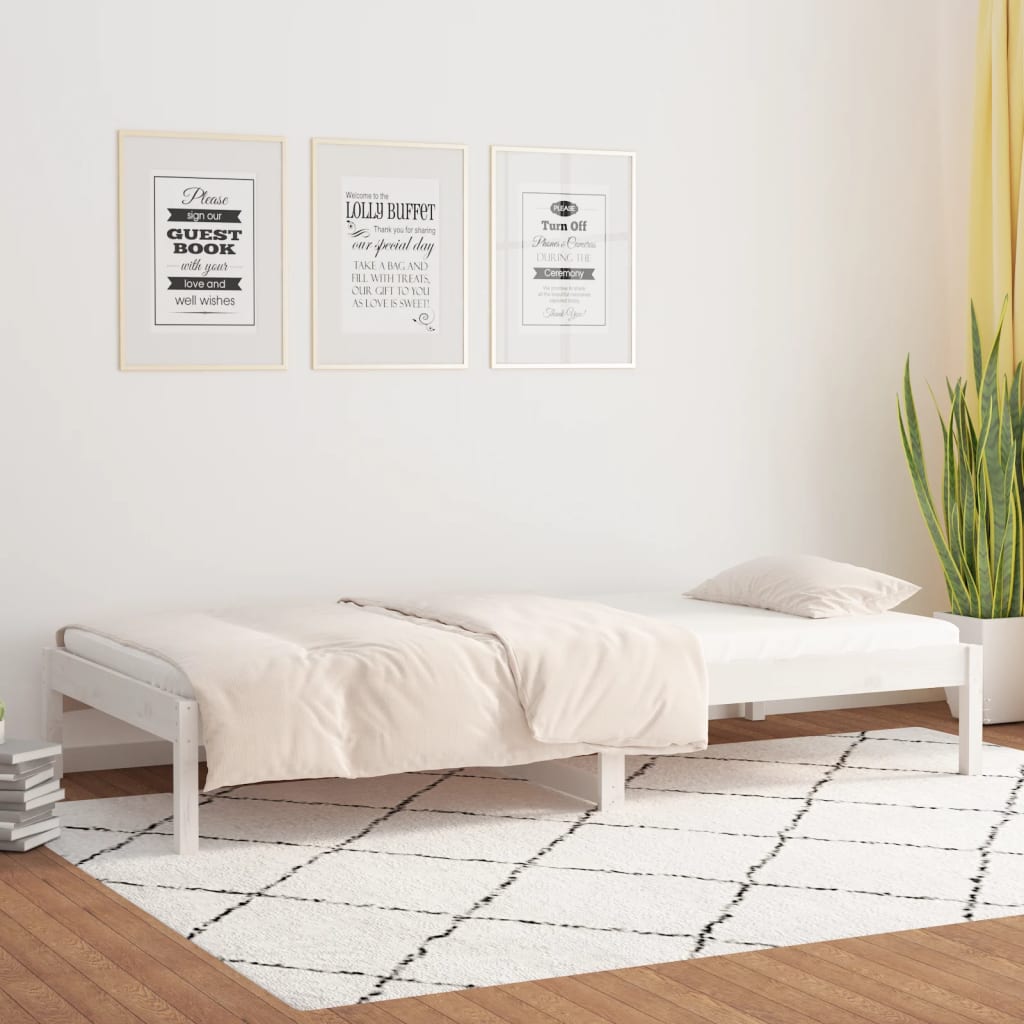 vidaXL Łóżko dzienne bez materaca, białe, 80x200 cm, drewno sosnowe