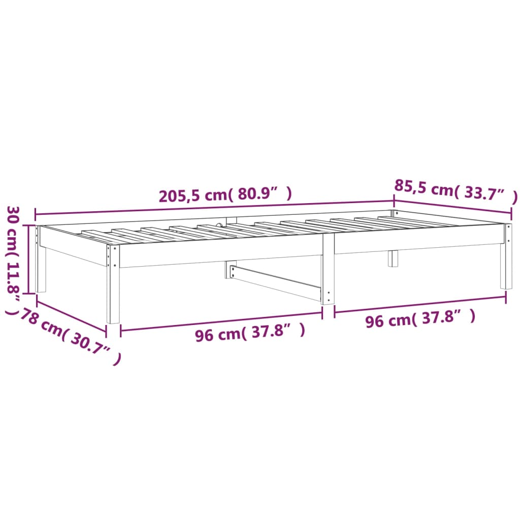 vidaXL Łóżko dzienne bez materaca, białe, 80x200 cm, drewno sosnowe