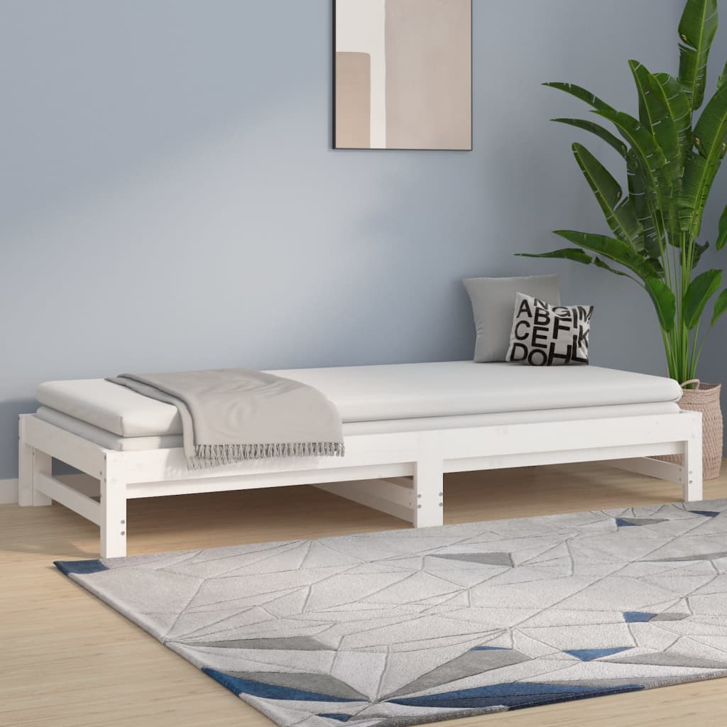 vidaXL Łóżko rozsuwane, białe, 2x(90x200) cm, lite drewno sosnowe
