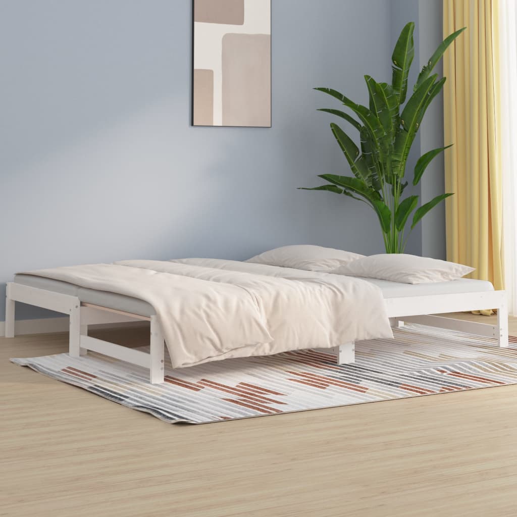 vidaXL Łóżko rozsuwane, białe, 2x(80x200) cm, lite drewno sosnowe