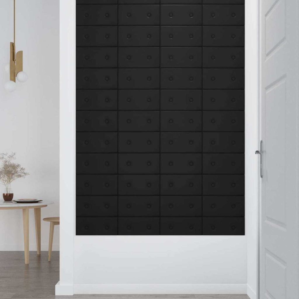 vidaXL Wejściowy zagłówek 12 pcs Czarny 30 x 15 cm Skóra ekologiczna