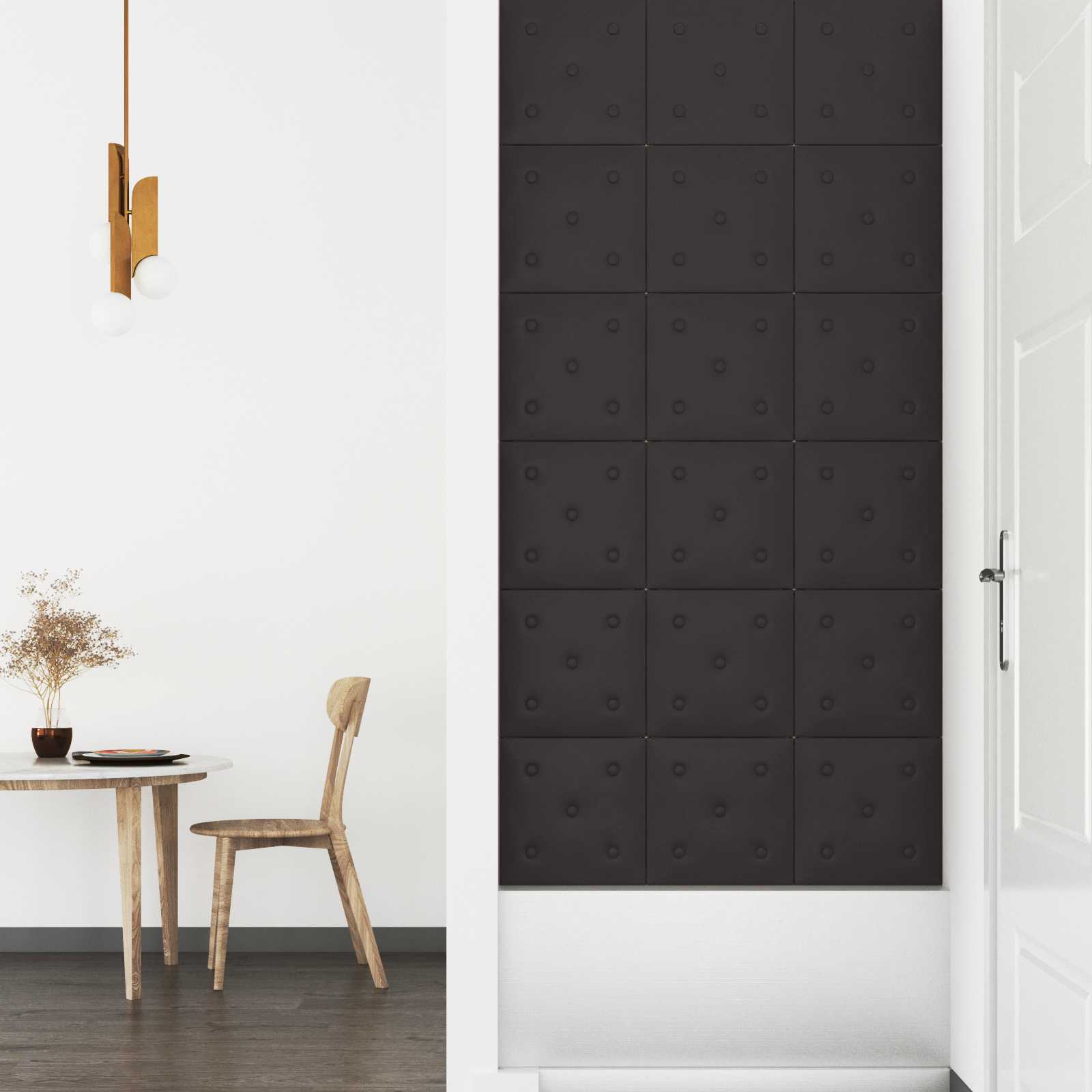 vidaXL Wejściowy zagłówek 12 pcs Czarny 30 x 30 cm Skóra ekologiczna