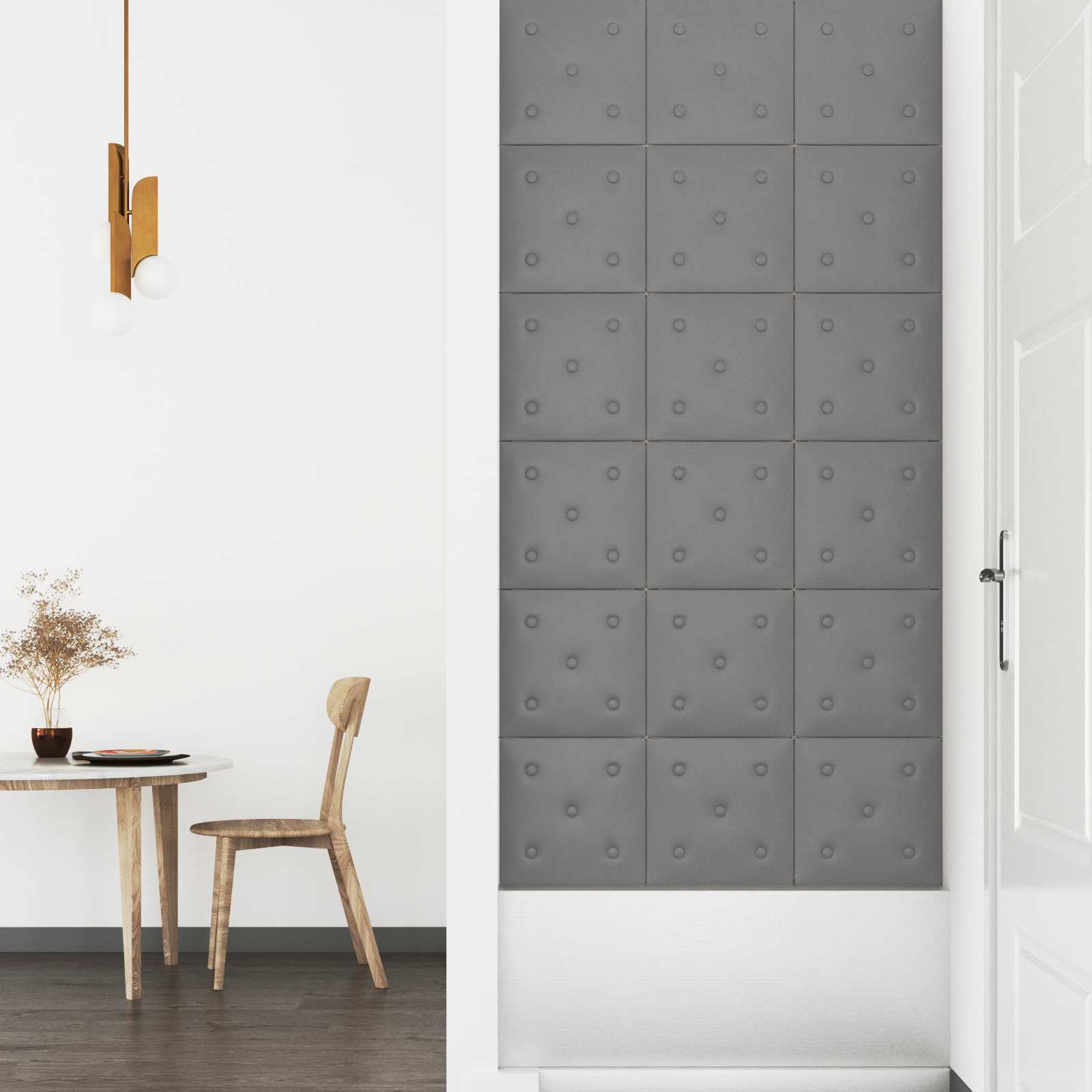 vidaXL Wejściowy zagłówek 12 pcs Szary 30 x 30 cm Skóra ekologiczna