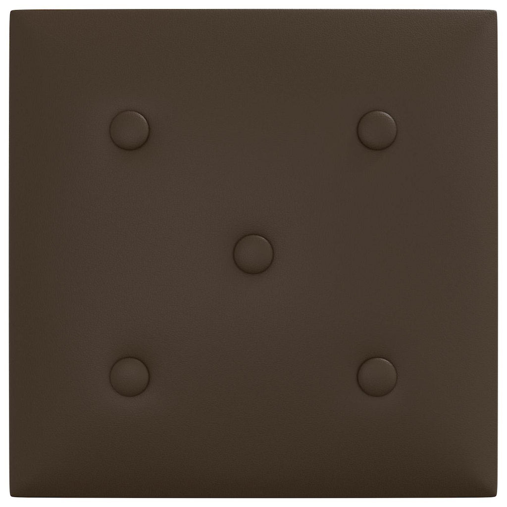 vidaXL Wejściowy zagłówek 12 pcs Brązowy 30 x 30 cm Skóra ekologiczna