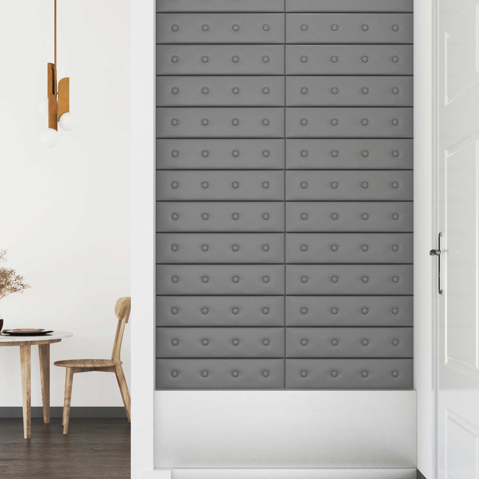 vidaXL Wejściowy zagłówek 12 pcs Szary 60 x 15 cm Skóra ekologiczna