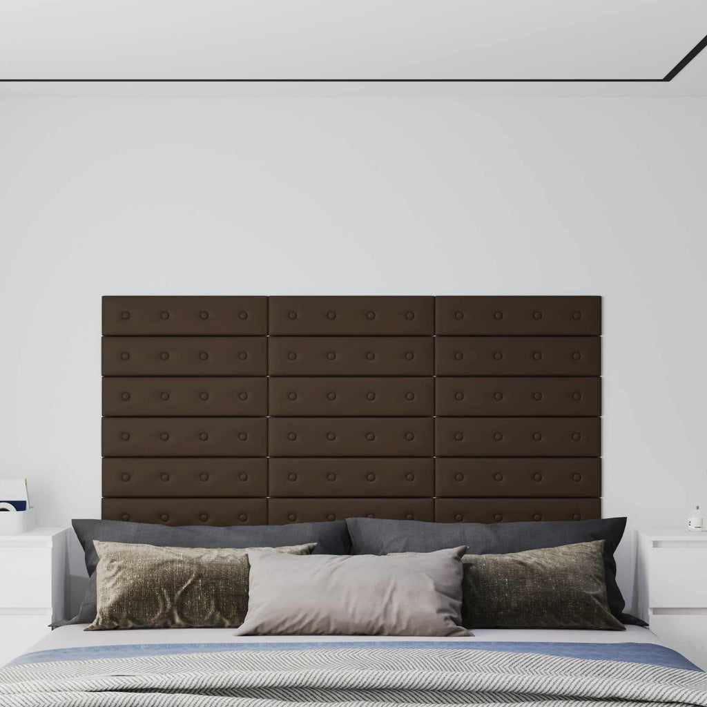 vidaXL Wejściowy zagłówek 12 pcs Brązowy 60 x 15 cm Skóra ekologiczna
