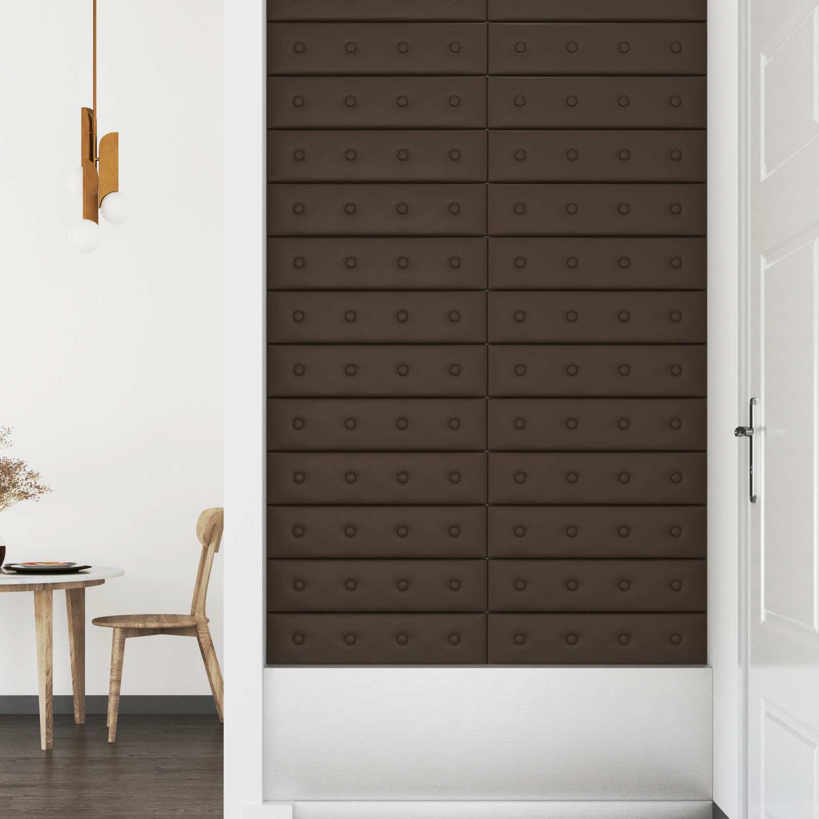 vidaXL Wejściowy zagłówek 12 pcs Brązowy 60 x 15 cm Skóra ekologiczna
