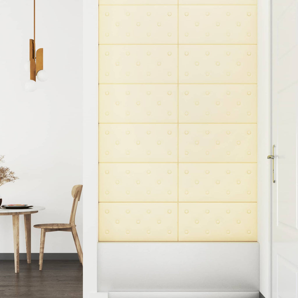 vidaXL Wejściowy zagłówek 12 pcs Kremowy 60 x 30 cm Skóra ekologiczna