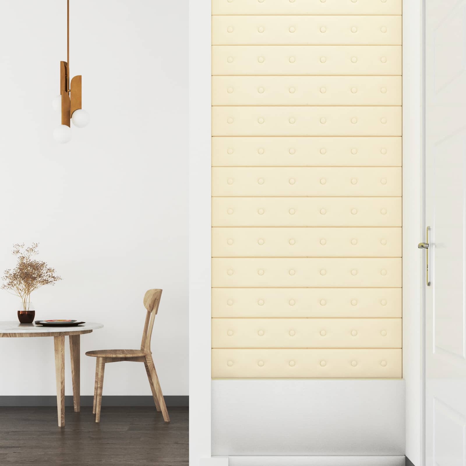 vidaXL Wejściowy zagłówek 12 pcs Kremowy 90 x 15 cm Skóra ekologiczna