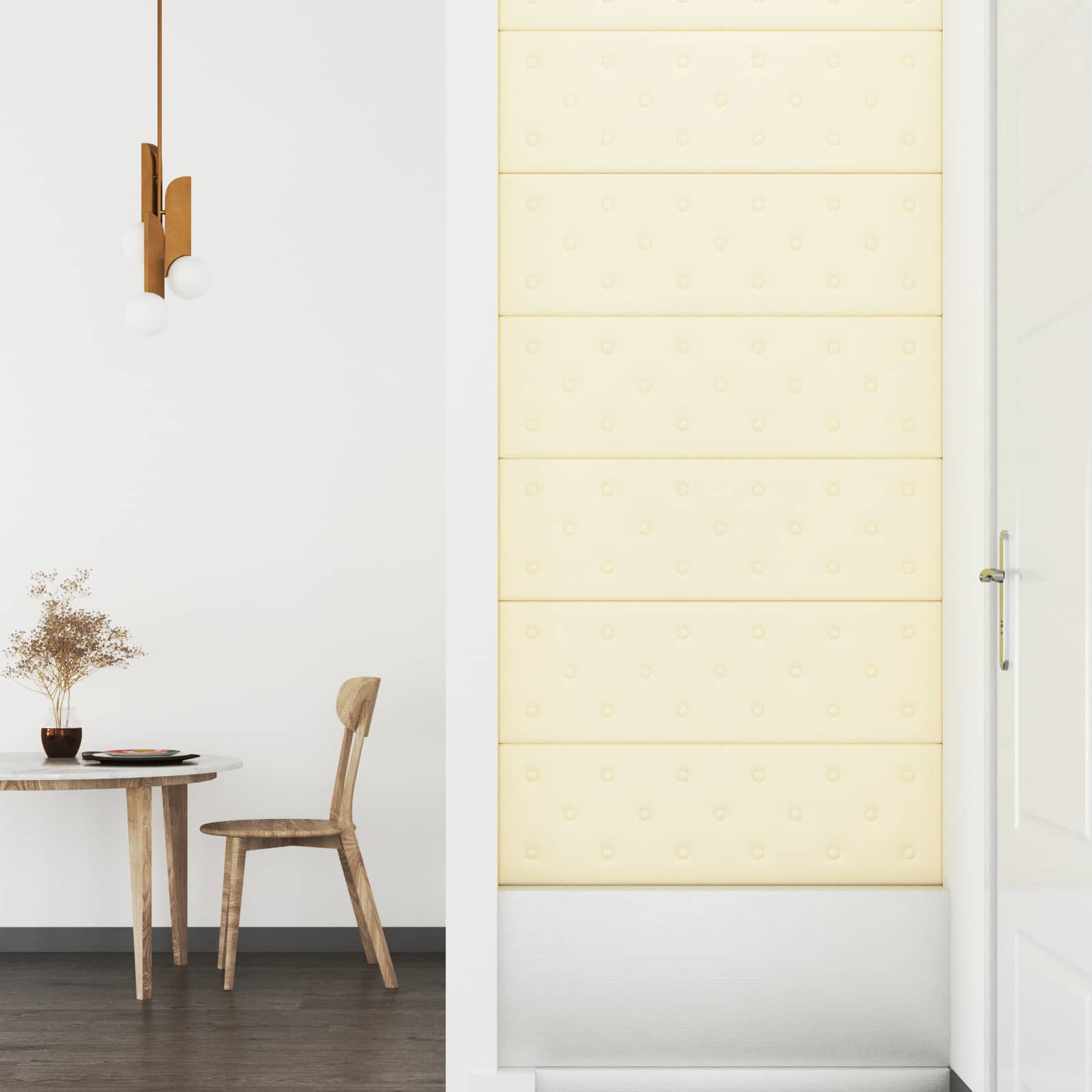 vidaXL Wejściowy zagłówek 12 pcs Kremowy 90 x 30 cm Skóra ekologiczna