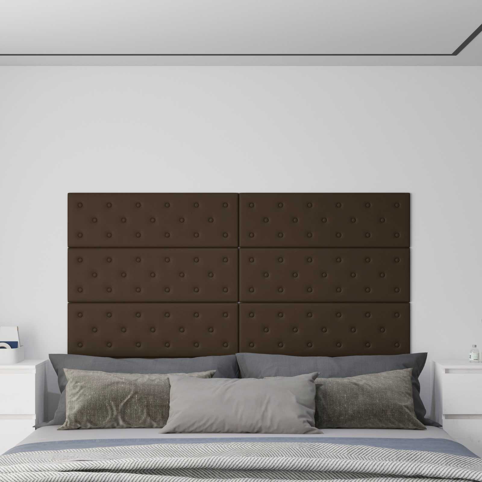 vidaXL Wejściowy zagłówek 12 pcs Brązowy 90 x 30 cm Skóra ekologiczna