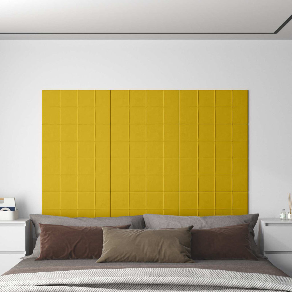 vidaXL Wejściowy zagłówek 12 pcs Żółty 60 x 30 cm Aksamit