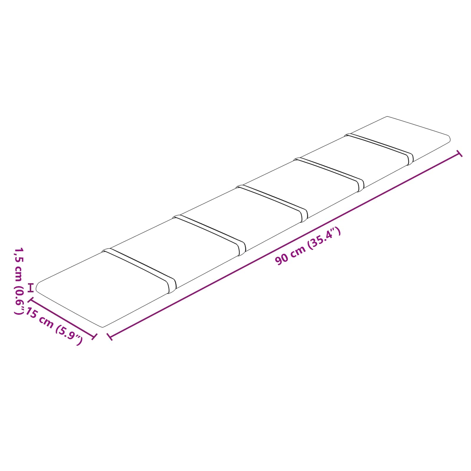 vidaXL Wejściowy zagłówek 12 pcs Różowy 90 x 15 cm Aksamit