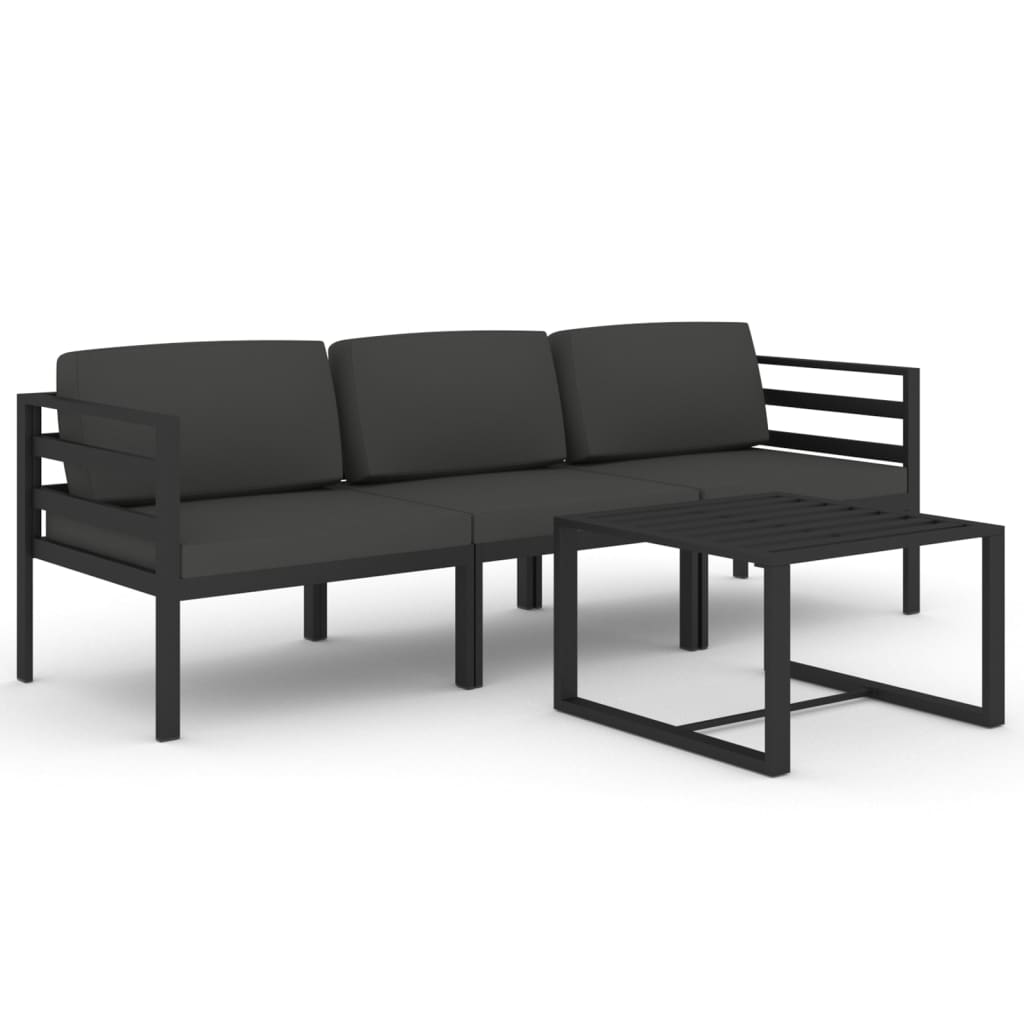 vidaXL 4-cz. zestaw mebli ogrodowych, poduszki, aluminium, antracyt