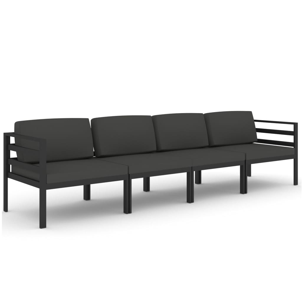 vidaXL 4-cz. zestaw mebli ogrodowych, poduszki, aluminium, antracyt