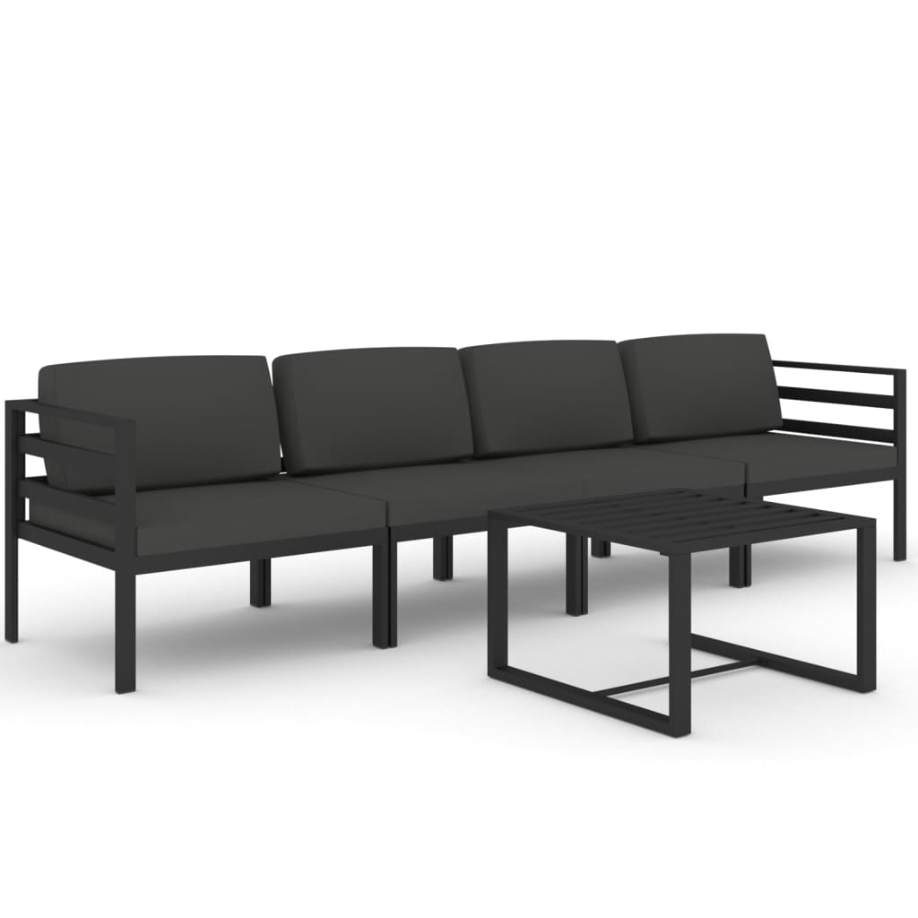 vidaXL 5-cz. zestaw mebli ogrodowych, poduszki, aluminium, antracyt