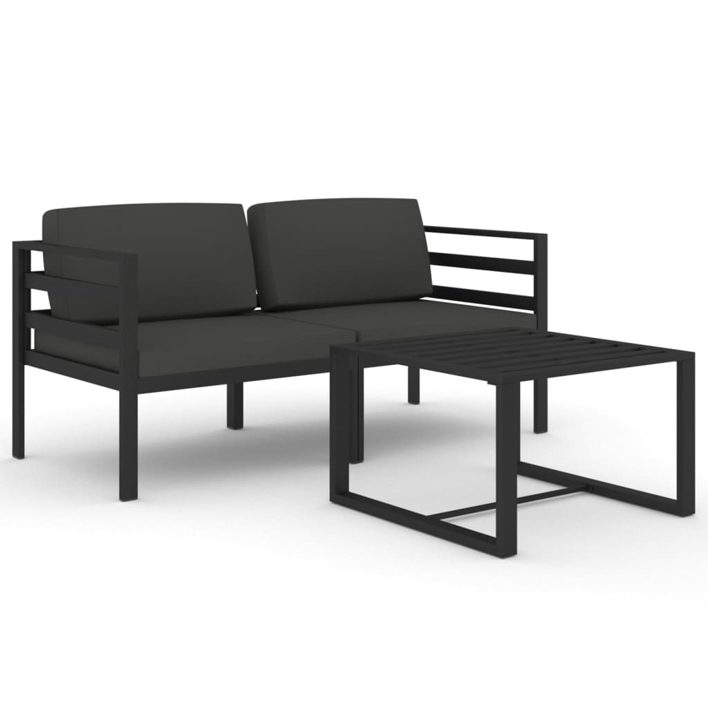 vidaXL 3-cz. zestaw mebli ogrodowych, poduszki, aluminium, antracyt