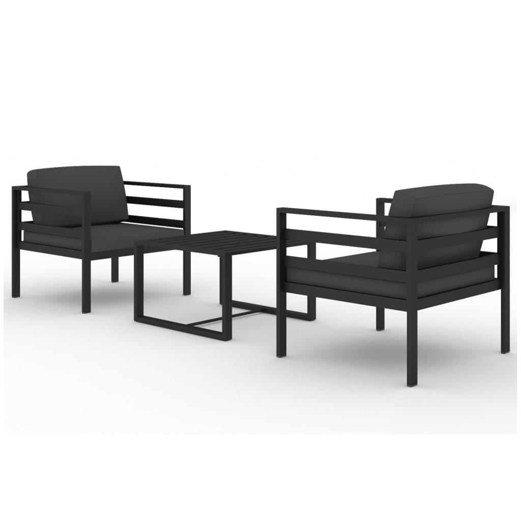 vidaXL 3-cz. zestaw mebli ogrodowych, poduszki, aluminium, antracyt