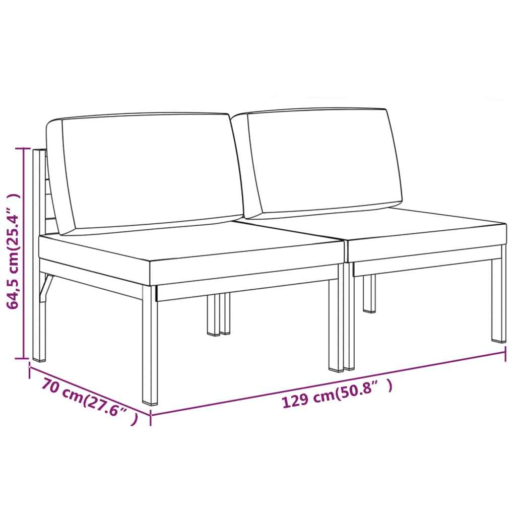 vidaXL 2-os. sofa ogrodowa z poduszkami, aluminium, antracytowa