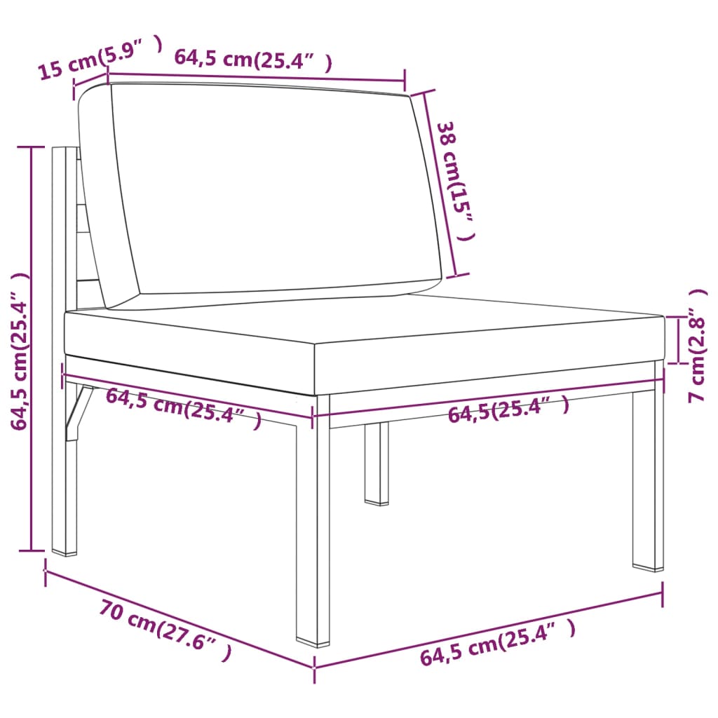 vidaXL 2-os. sofa ogrodowa z poduszkami, aluminium, antracytowa