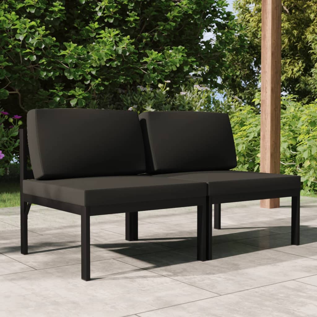 vidaXL 2-os. sofa ogrodowa z poduszkami, aluminium, antracytowa