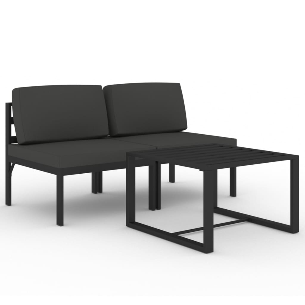 vidaXL 3-cz. zestaw mebli ogrodowych, poduszki, aluminium, antracyt
