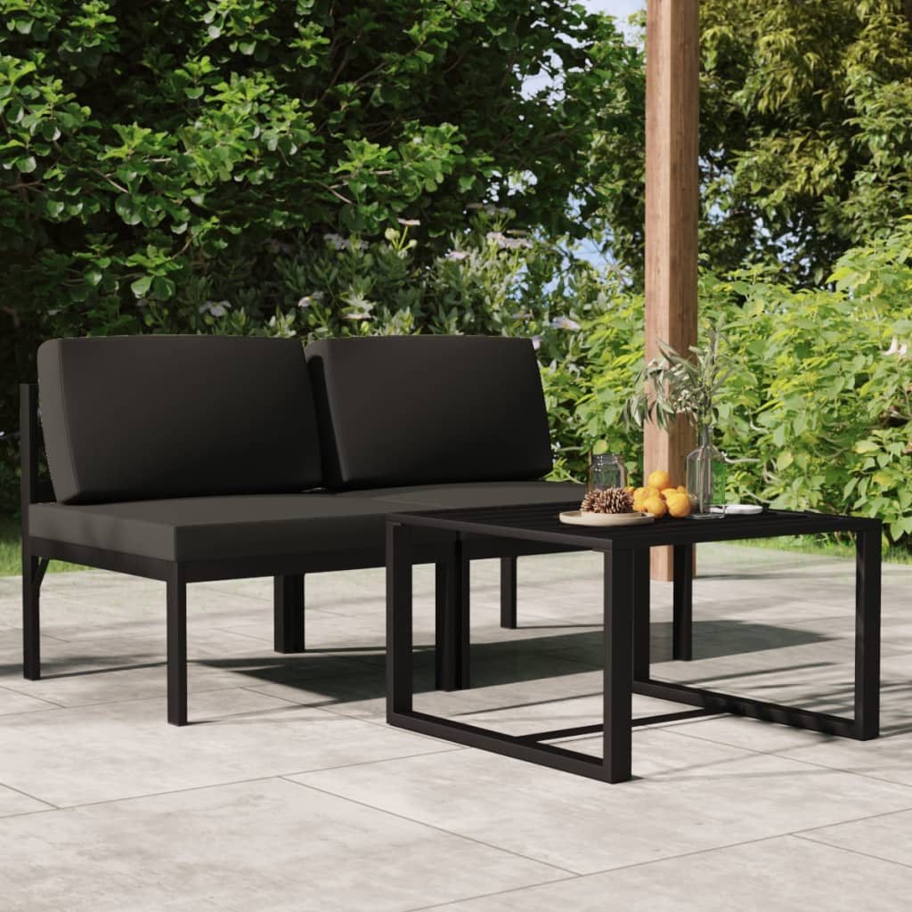 vidaXL 3-cz. zestaw mebli ogrodowych, poduszki, aluminium, antracyt