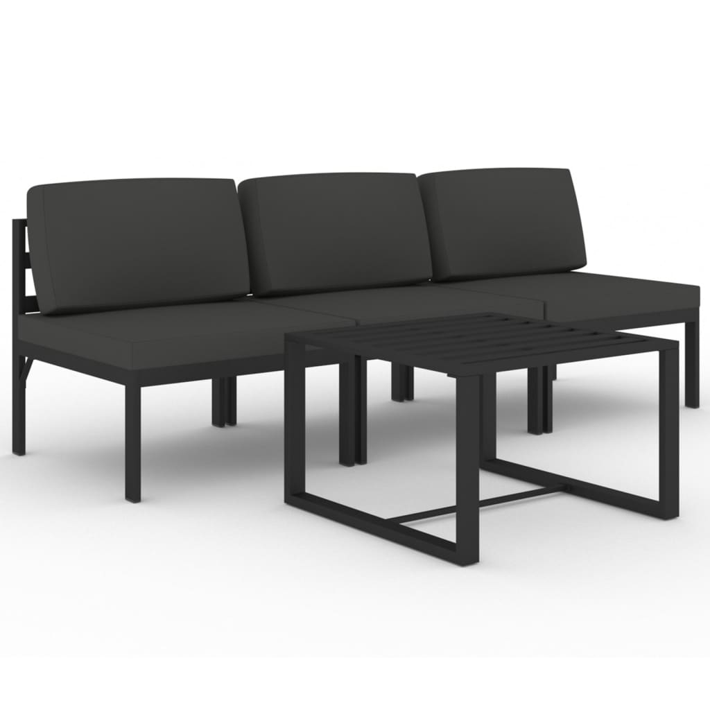 vidaXL 4-cz. zestaw mebli ogrodowych, poduszki, aluminium, antracyt