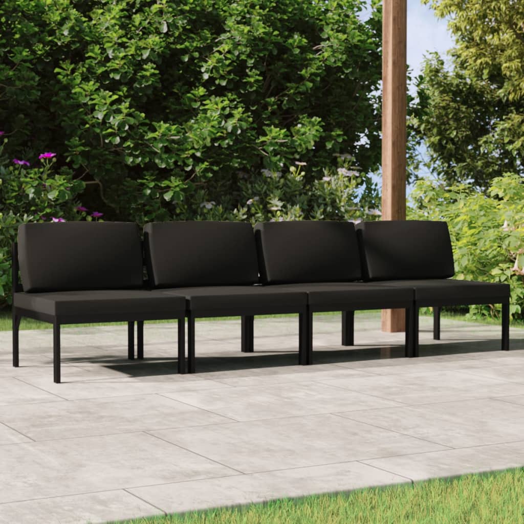 vidaXL 4-os. sofa ogrodowa z poduszkami, aluminium, antracytowa