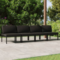 vidaXL 4-os. sofa ogrodowa z poduszkami, aluminium, antracytowa