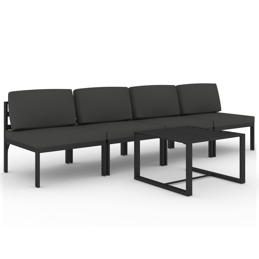 vidaXL 5-cz. zestaw mebli ogrodowych, poduszki, aluminium, antracyt