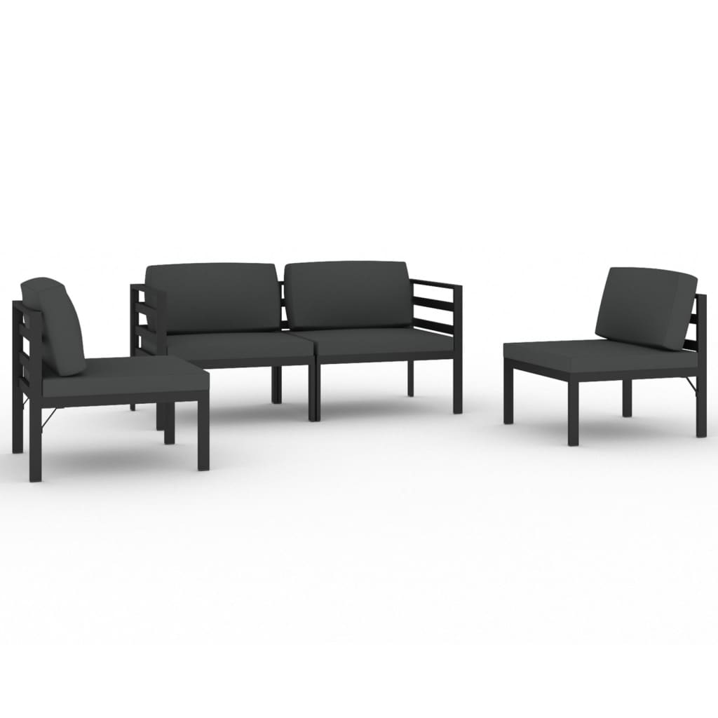 vidaXL 4-cz. zestaw mebli ogrodowych, poduszki, aluminium, antracyt