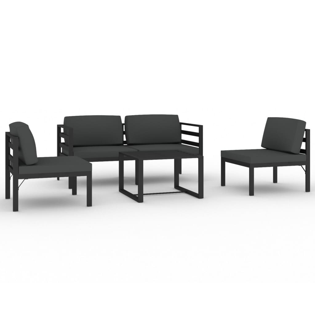 vidaXL 5-cz. zestaw mebli ogrodowych, poduszki, aluminium, antracyt
