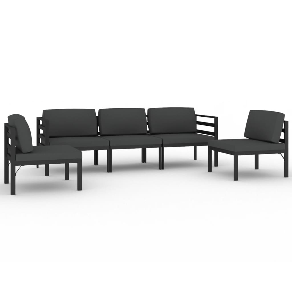 vidaXL 5-cz. zestaw mebli ogrodowych, poduszki, aluminium, antracyt