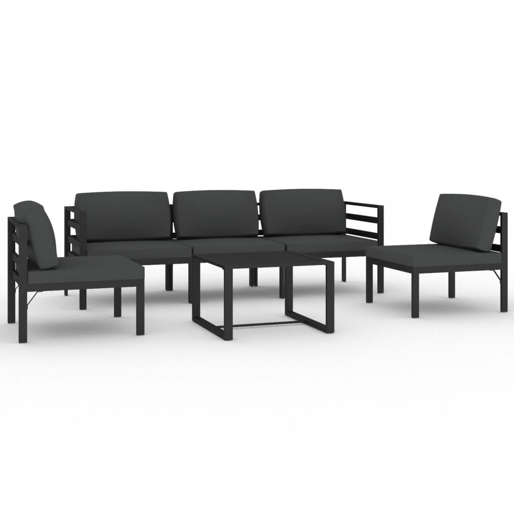 vidaXL 6-cz. zestaw mebli ogrodowych, poduszki, aluminium, antracyt