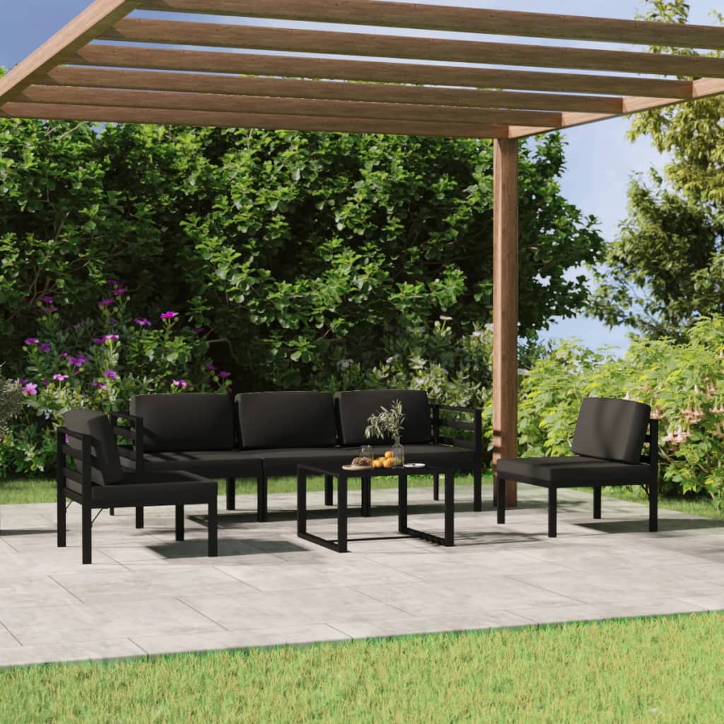 vidaXL 6-cz. zestaw mebli ogrodowych, poduszki, aluminium, antracyt