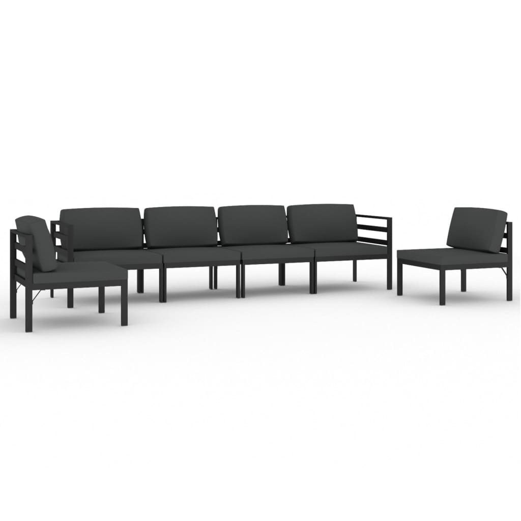 vidaXL 6-cz. zestaw mebli ogrodowych, poduszki, aluminium, antracyt