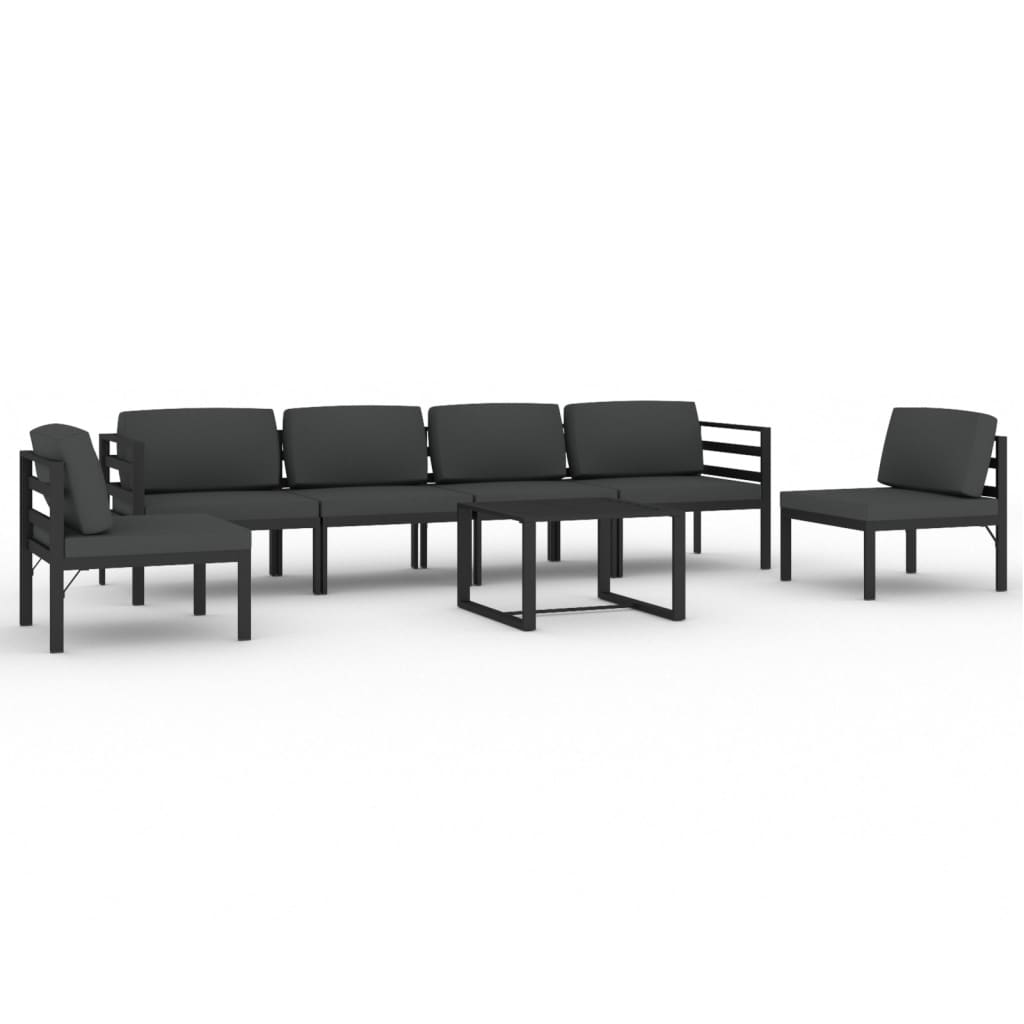 vidaXL 7-cz. zestaw mebli ogrodowych, poduszki, aluminium, antracyt