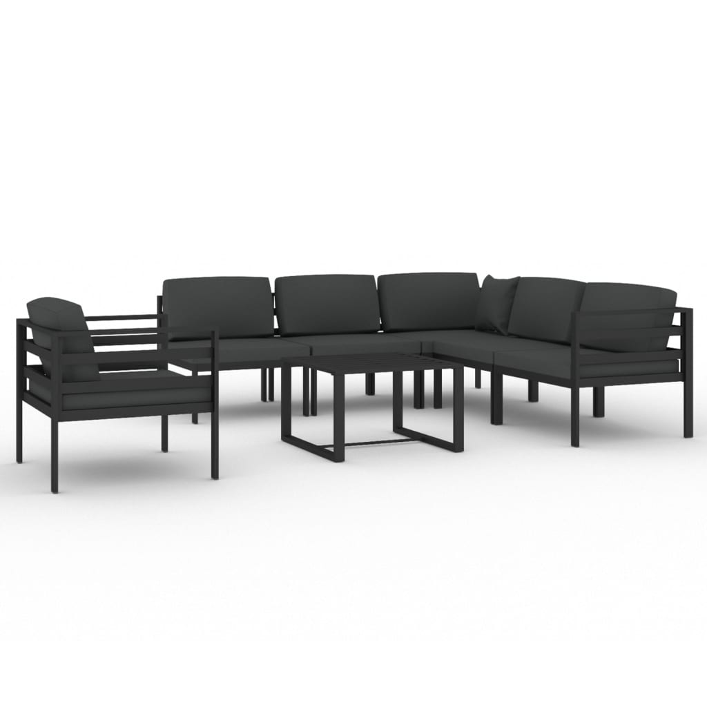 vidaXL 7-cz. zestaw mebli ogrodowych, poduszki, aluminium, antracyt