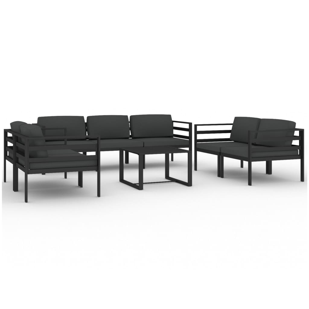 vidaXL 8-cz. zestaw mebli ogrodowych, poduszki, aluminium, antracyt