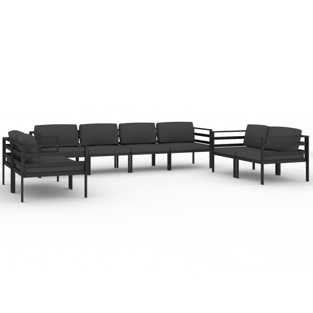 vidaXL 8-cz. zestaw mebli ogrodowych, poduszki, aluminium, antracyt