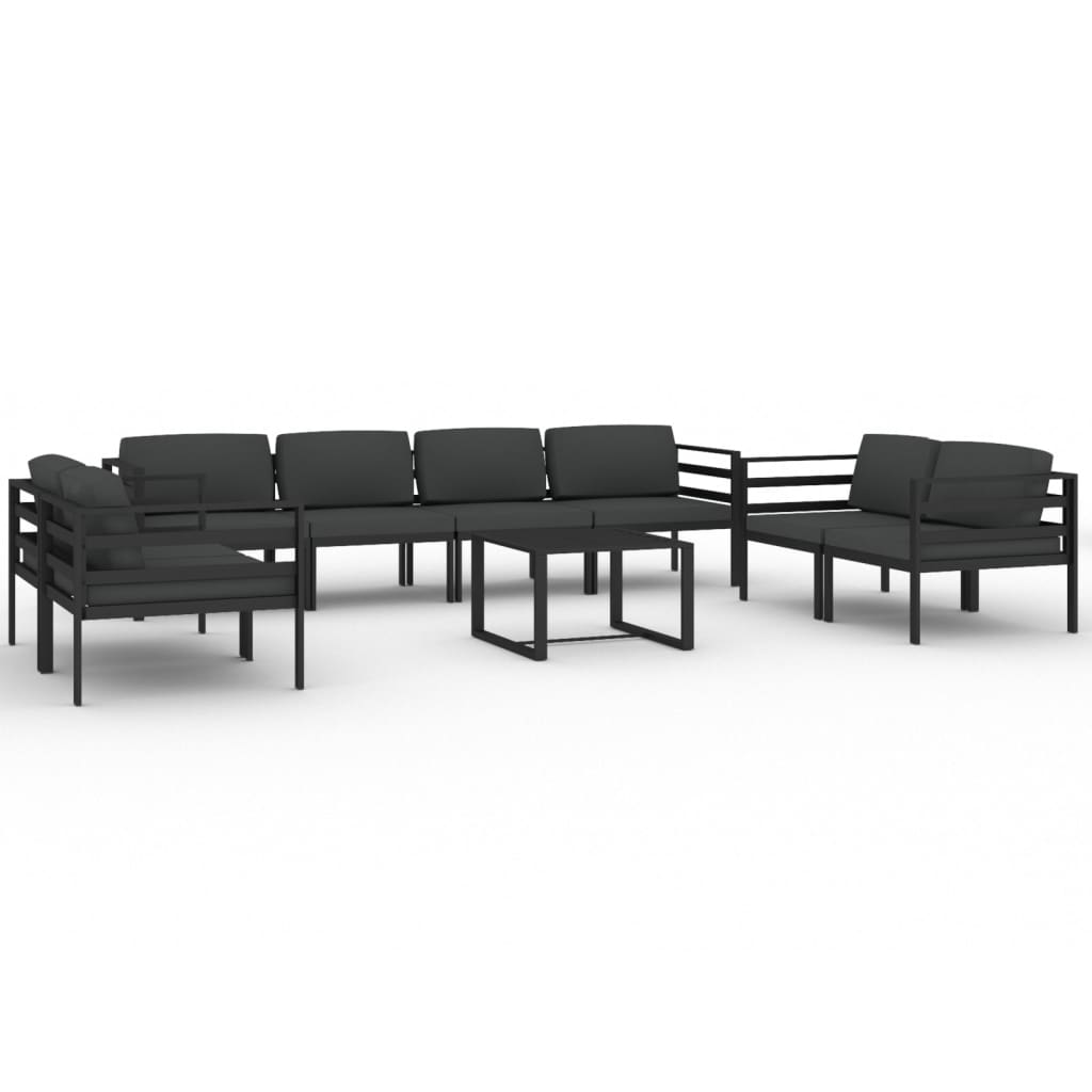 vidaXL 9-cz. zestaw mebli ogrodowych, poduszki, aluminium, antracyt