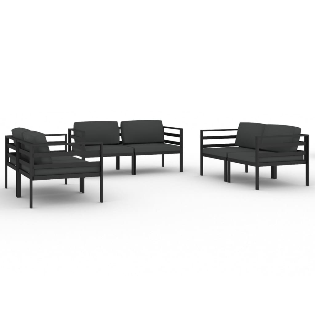 vidaXL 6-cz. zestaw mebli ogrodowych, poduszki, aluminium, antracyt