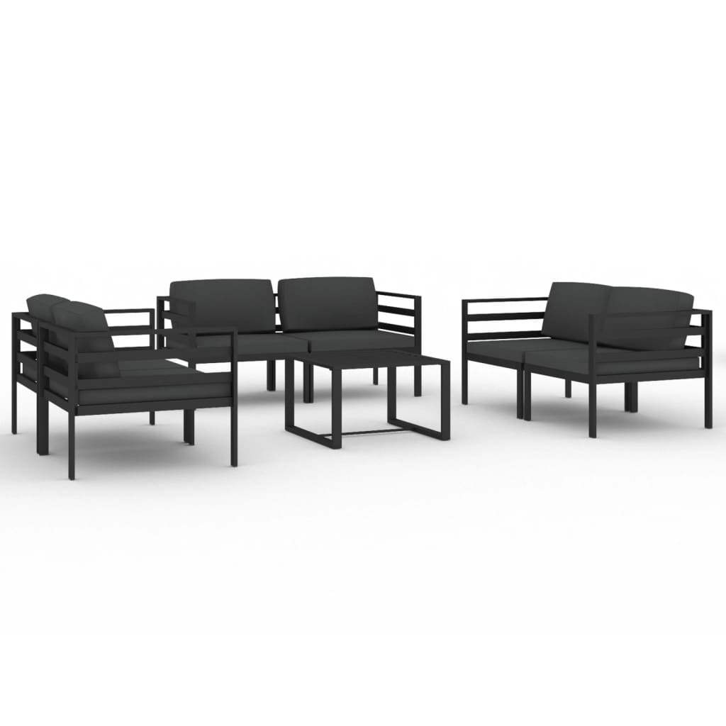 vidaXL 7-cz. zestaw mebli ogrodowych, poduszki, aluminium, antracyt