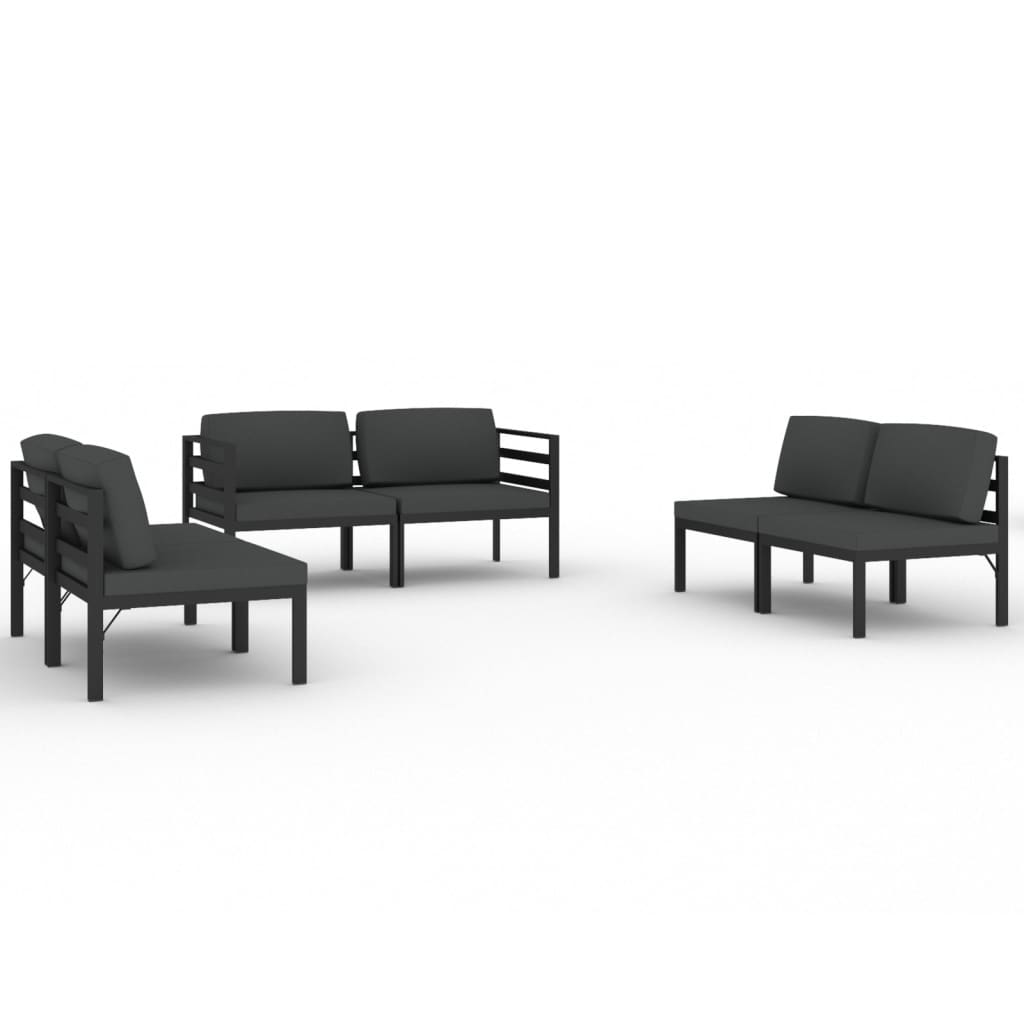 vidaXL 6-cz. zestaw mebli ogrodowych, poduszki, aluminium, antracyt