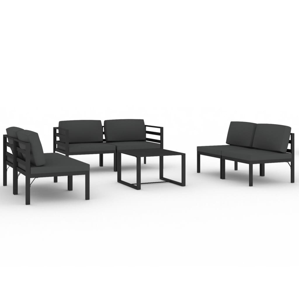 vidaXL 7-cz. zestaw mebli ogrodowych, poduszki, aluminium, antracyt