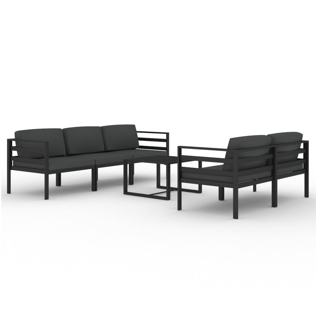 vidaXL 6-cz. zestaw mebli ogrodowych, poduszki, aluminium, antracyt