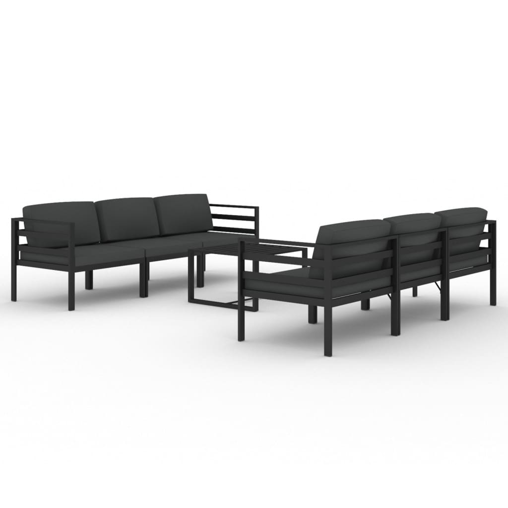 vidaXL 7-cz. zestaw mebli ogrodowych, poduszki, aluminium, antracyt