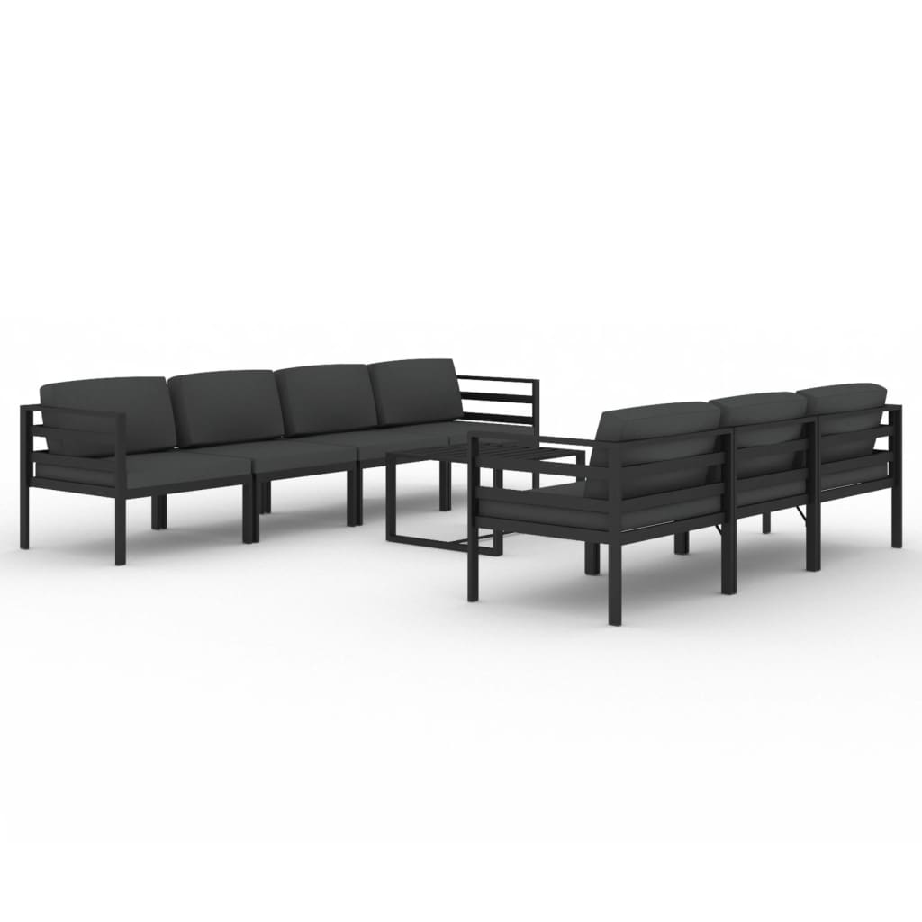 vidaXL 8-cz. zestaw mebli ogrodowych, poduszki, aluminium, antracyt