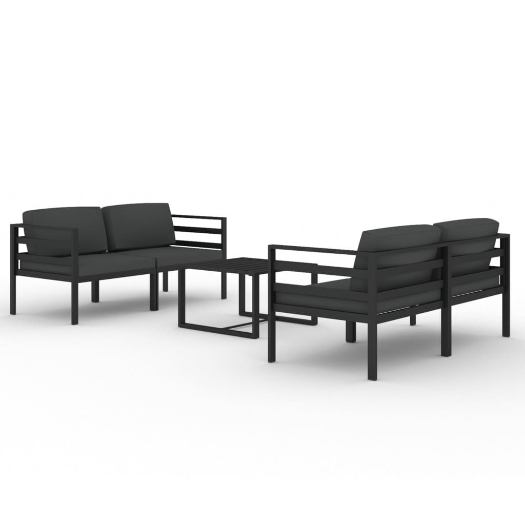 vidaXL 5-cz. zestaw mebli ogrodowych, poduszki, aluminium, antracyt